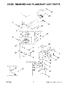Case, Gearing And Planetary Unit Parts Diagram and Parts List for KSM150PSLCA5  KitchenAid Mixer