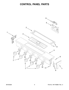 03 - Control Panel Parts Diagram and Parts List for WSGS7530RV0  Whirlpool Range