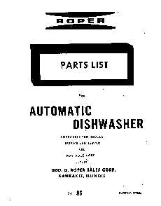 Front Cover Diagram and Parts List for 8579900  Roper Dishwasher