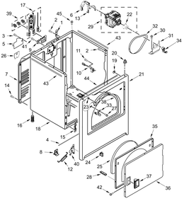 Cabinet Parts Diagram and Parts List for WED4307SW0  Whirlpool Dryer