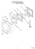 OVEN DOOR Diagram and Parts List for RS696PXGB2  Whirlpool Range