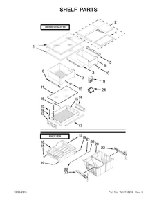 Shelf Parts Diagram and Parts List for WRF560SEYW04  Whirlpool Refrigerator