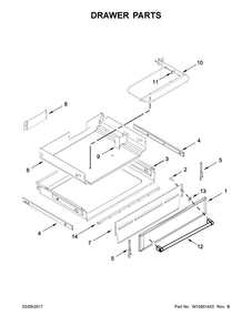 Drawer Parts Diagram and Parts List for KFGS530ESS1  KitchenAid Range