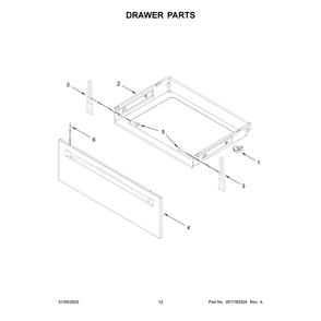 Drawer Parts Diagram and Parts List for WFGS7530RB1  Whirlpool Range