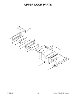 Upper Door Parts Diagram and Parts List for KFID500ESS02  Whirlpool Range