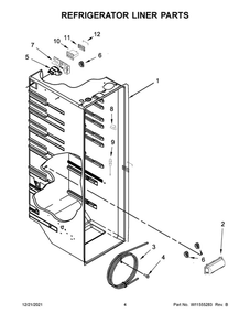 Refrigerator Liner Parts Diagram and Parts List for 10651753717  Kenmore Refrigerator