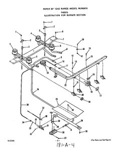 Burner Diagram and Parts List for F4057W0  Roper Range