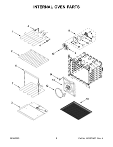 Internal Oven Parts Diagram and Parts List for WOEC7027PZ00  Whirlpool Microwave Oven Combo