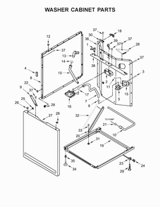Washer Cabinet Parts Diagram and Parts List for WET4027EW0  Whirlpool Washer Dryer Combo