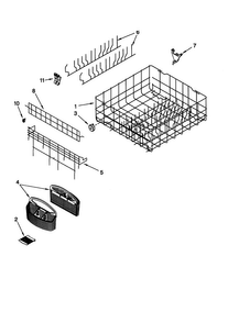 Lower Rack Diagram and Parts List for KUDC24SESS24  KitchenAid Dishwasher