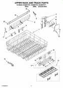 UPPER RACK AND TRACK PARTS Diagram and Parts List for GU3600XTVQ1  Whirlpool Dishwasher