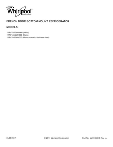 Cover Sheet Diagram and Parts List for WRF535SMHB00  Whirlpool Refrigerator