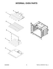 Internal Oven Parts Diagram and Parts List for WOC54EC0HB20  Whirlpool Microwave Oven Combo