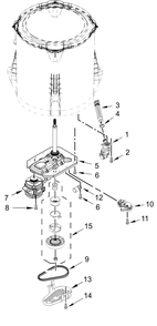 Gearcase, Motor And Pump Parts Diagram and Parts List for MAT23MNAGW0  Whirlpool Washer