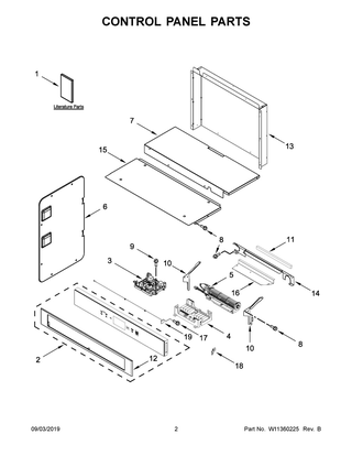 Control Panel Parts Diagram and Parts List for KOCE900HBS01  Whirlpool Microwave Oven Combo
