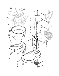 Base And Pedestal Unit Diagram and Parts List for 4KSM7990WH0  KitchenAid Mixer