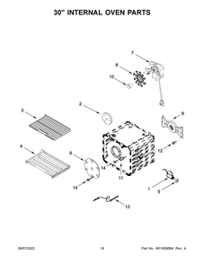 30-Inch Internal Oven Parts Diagram and Parts List for KFGC558JAV02  KitchenAid Range