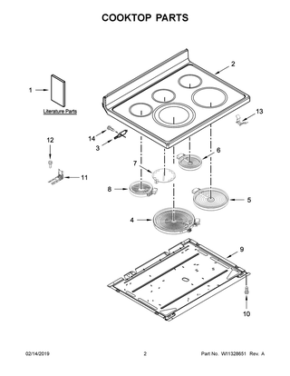 Cooktop Parts Diagram and Parts List for YKFEG510ESS3  Whirlpool Range