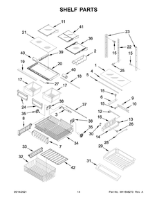 Shelf Parts Diagram and Parts List for KRFF305ESS06  Whirlpool Refrigerator