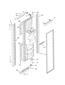 Freezer Door Diagram and Parts List for KSRB25FKBL02  KitchenAid Refrigerator