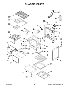 04 - CHASSIS PARTS Diagram and Parts List for YWFE745H0FH1  Whirlpool Range