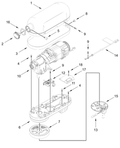 Case, Gearing And Planetary Unit Parts Diagram and Parts List for 5KSM60SPXPWH0,5KSM60SPXPER0  Whirlpool Mixer