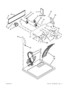 Top And Console Parts Diagram and Parts List for 11061202013  Kenmore Dryer