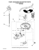 PUMP, WASHARM AND MOTOR PARTS Diagram and Parts List for KUDE40FXPA6  KitchenAid Dishwasher