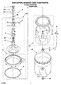 AGITATOR, BASKET AND TUB PARTS Diagram and Parts List for TAWX700PQ2  Estate Washer