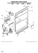 DOOR AND LATCH PARTS Diagram and Parts List for KUDM01FKSS0  KitchenAid Dishwasher