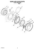 DOOR AND LATCH PARTS Diagram and Parts List for WFW8400TW02  Whirlpool Washer