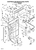 CONTROLS AND REAR PANEL PARTS Diagram and Parts List for 7MLSQ8000PW1  Whirlpool Washer