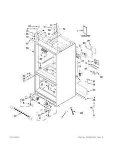 Cabinet Parts Diagram and Parts List for WRF990SLAM02  Whirlpool Refrigerator
