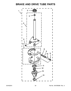 13 - BRAKE AND DRIVE TUBE PARTS Diagram and Parts List for YWET4024EW0  Whirlpool Washer Dryer Combo