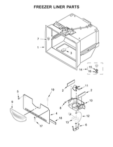 Freezer Liner Parts Diagram and Parts List for KFIV29PCMS03  KitchenAid Refrigerator