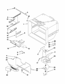 Freezer Liner Parts Diagram and Parts List for 59672013013  Kenmore Refrigerator