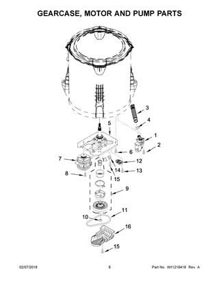 Gearcase, Motor And Pump Parts Diagram and Parts List for WTW4950HW0  Whirlpool Washer