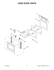 Oven Door Parts Diagram and Parts List for JJW2424HL0  Whirlpool Wall Oven