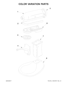 Color Variation Parts Diagram and Parts List for 5KPM5EGR4  KitchenAid Mixer