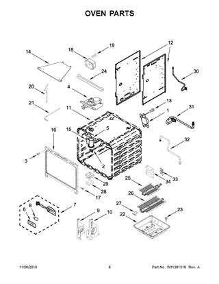 Oven Parts Diagram and Parts List for KFGC500JAV00  Whirlpool Range