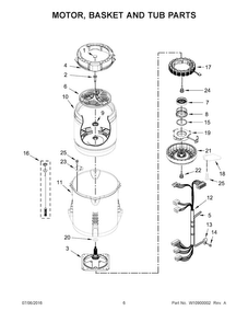 Motor, Basket And Tub Parts Diagram and Parts List for WTW7000DW1  Whirlpool Washer