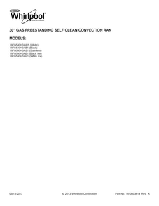 Cover Sheet Diagram and Parts List for WFG540H0AB1  Whirlpool Range