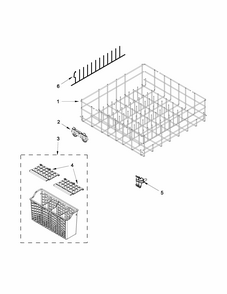 Lower Rack Parts Diagram and Parts List for IUD6100BB2  Whirlpool Dishwasher