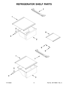 04 - Refrigerator Shelf Parts Diagram and Parts List for WRS315SDHM13  Whirlpool Refrigerator