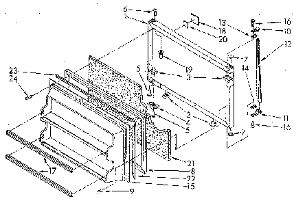 Freezer Door Diagram and Parts List for ET16AKXSG10  Whirlpool Refrigerator