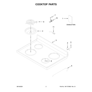 Cooktop Parts Diagram and Parts List for YWFC150M0JW4  Whirlpool Range