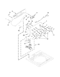 Controls And Water Inlet Parts Diagram and Parts List for 11022332510  Kenmore Washer