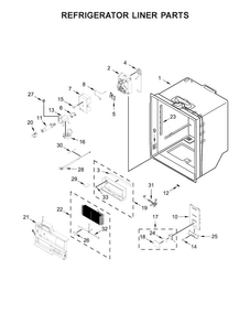 Refrigerator Liner Parts Diagram and Parts List for WRF954CIHM00  Whirlpool Refrigerator
