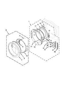 Door Parts Diagram and Parts List for WGD88HEAW2  Whirlpool Dryer