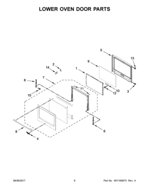 05 - LOWER OVEN DOOR PARTS Diagram and Parts List for WODA7EC0HZ00  Whirlpool Wall Oven